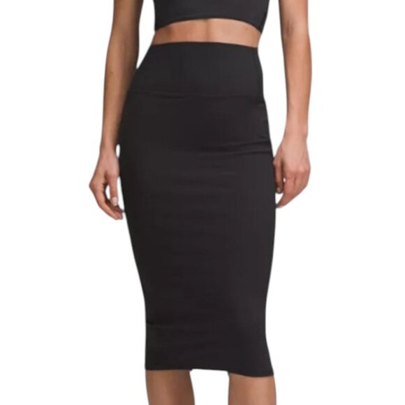 NWT LULULEMON NULU SLIM FIT HIGH RISE STRETCH BLACK GLAM VSCO CLEAN GIRL SKIRT 4 - Picture 2 of 8